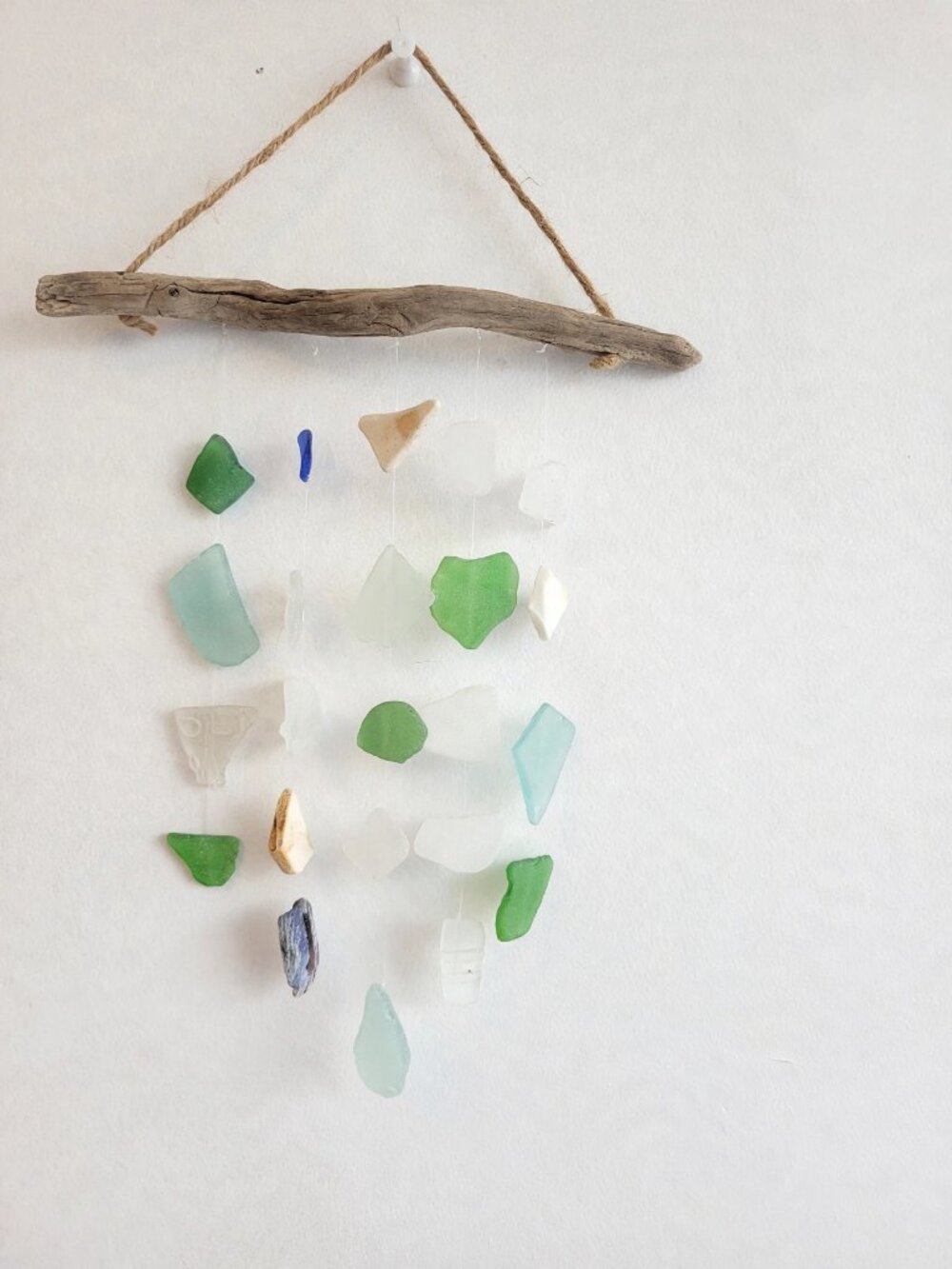Sea Glass Wind Chime - Driftwood Suncatcher Handmade Newfoundland